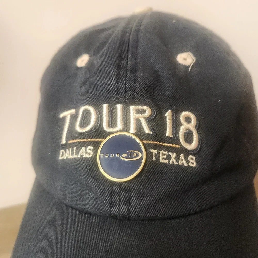 Tour 18 Golf Course Dallas Texas Strapback Blue Baseball Cap Hat W/ Ball Marker